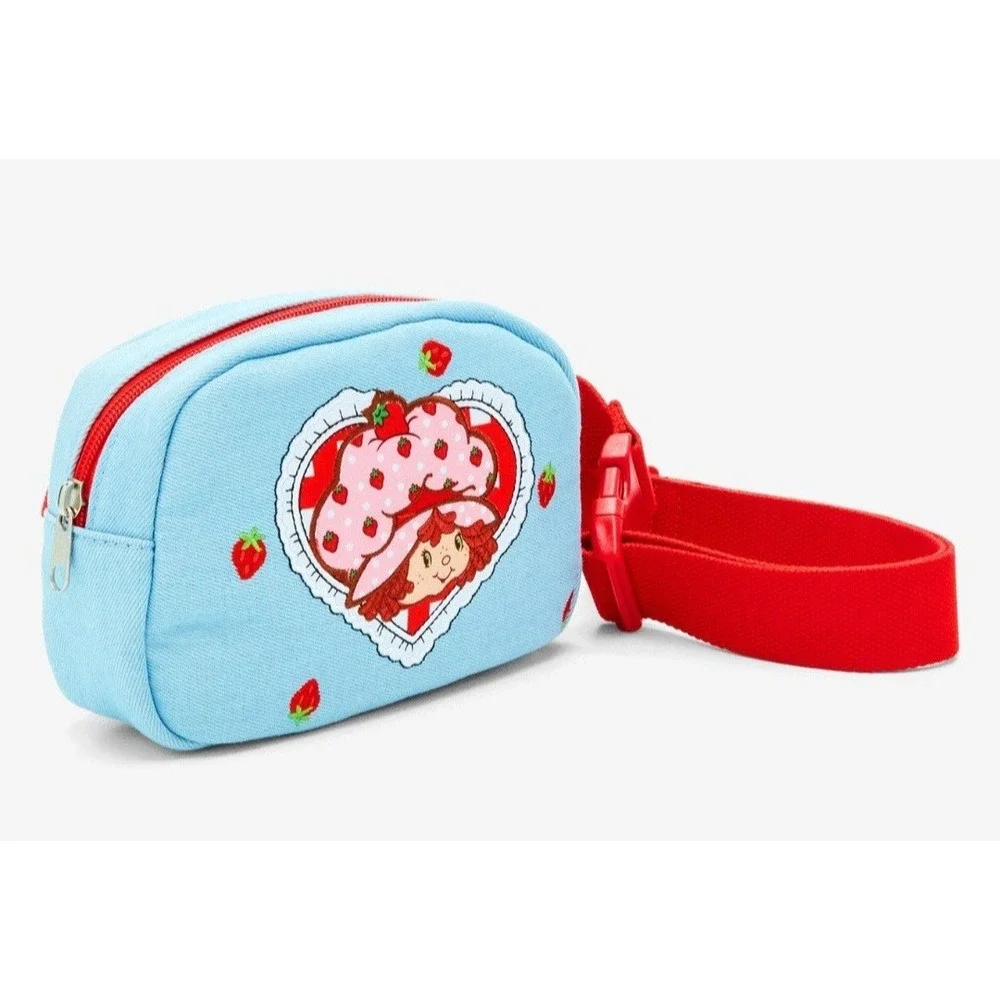 NEW Strawberry Shortcake Embroidered Denim Belt Bag Fanny Pack & Matching WALLET